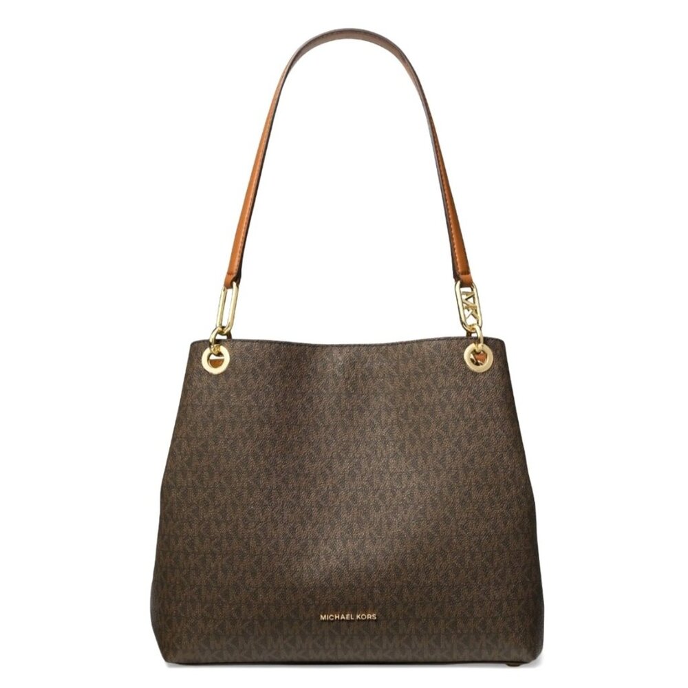 Michael Kors Jet Set Signature Brown Monogram Large Tote Bag‎